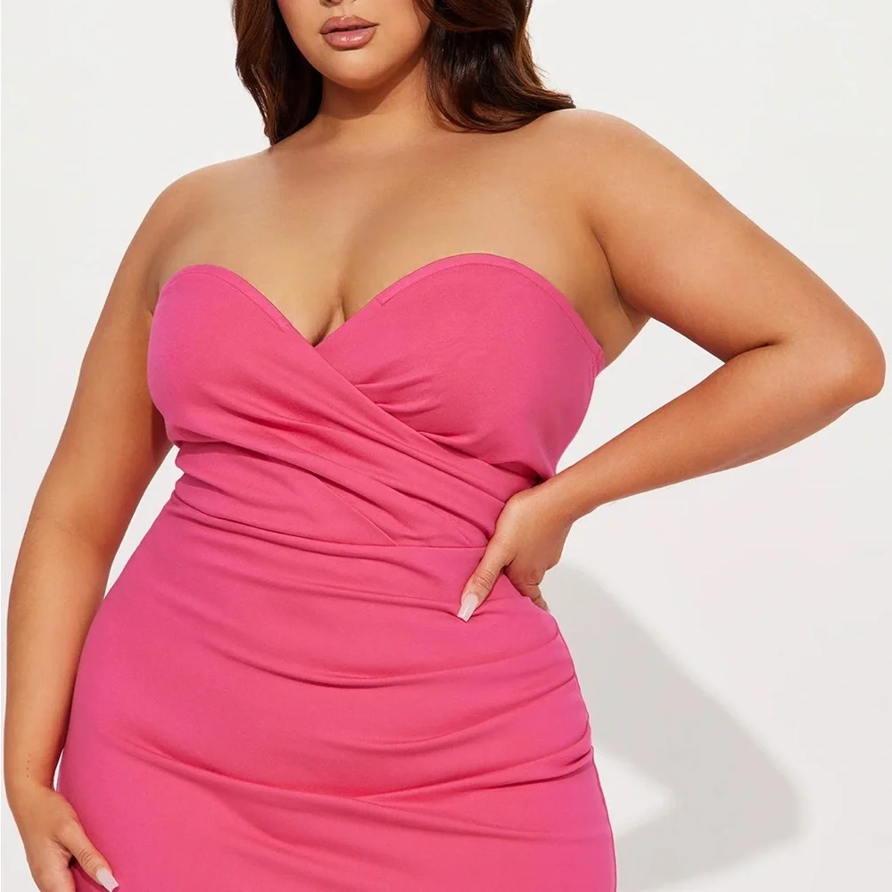 Sexy plus size Fashion Nova pink Strapless Dress 2x - Picture 2 of 3
